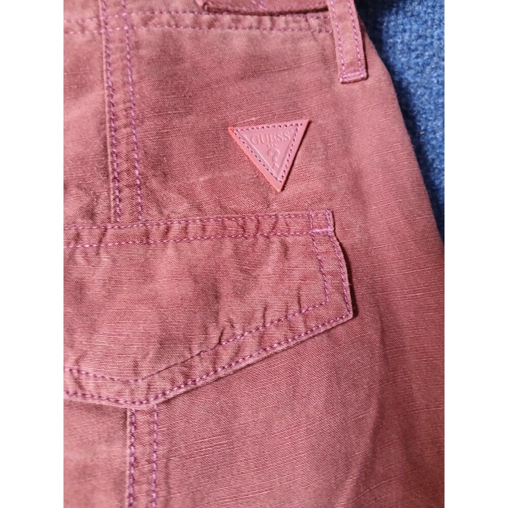 GUESS ECO Women's Wine Cargo Pants, Zipper Pockets, Size 27 - Picture 8 of 15